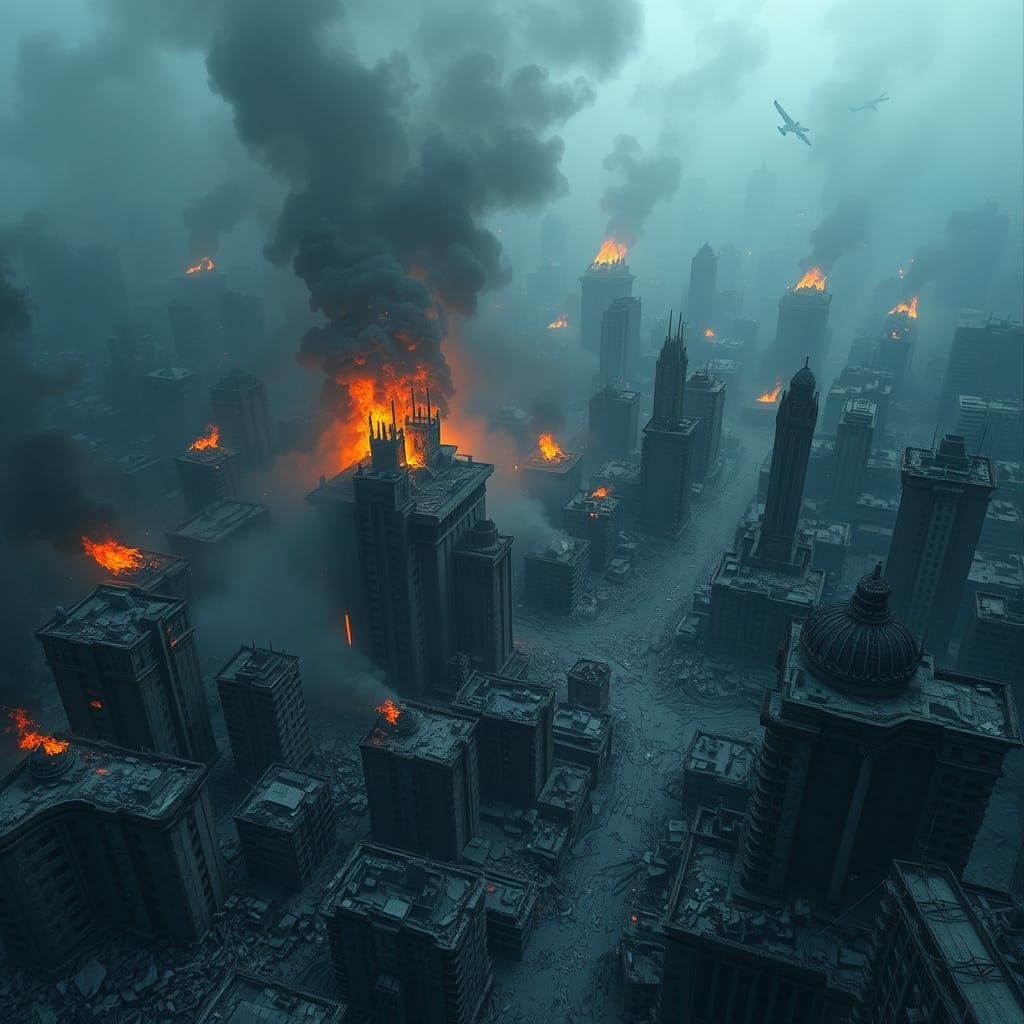 Apocalyptic Cityscape in Dark, Gritty Style