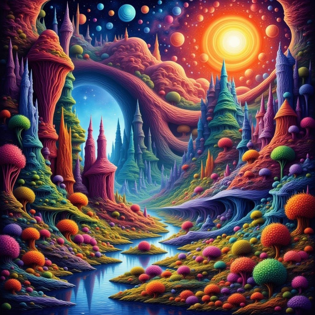 Surreal Cosmic Landscape in Dynamic Digital Matte Painting S...