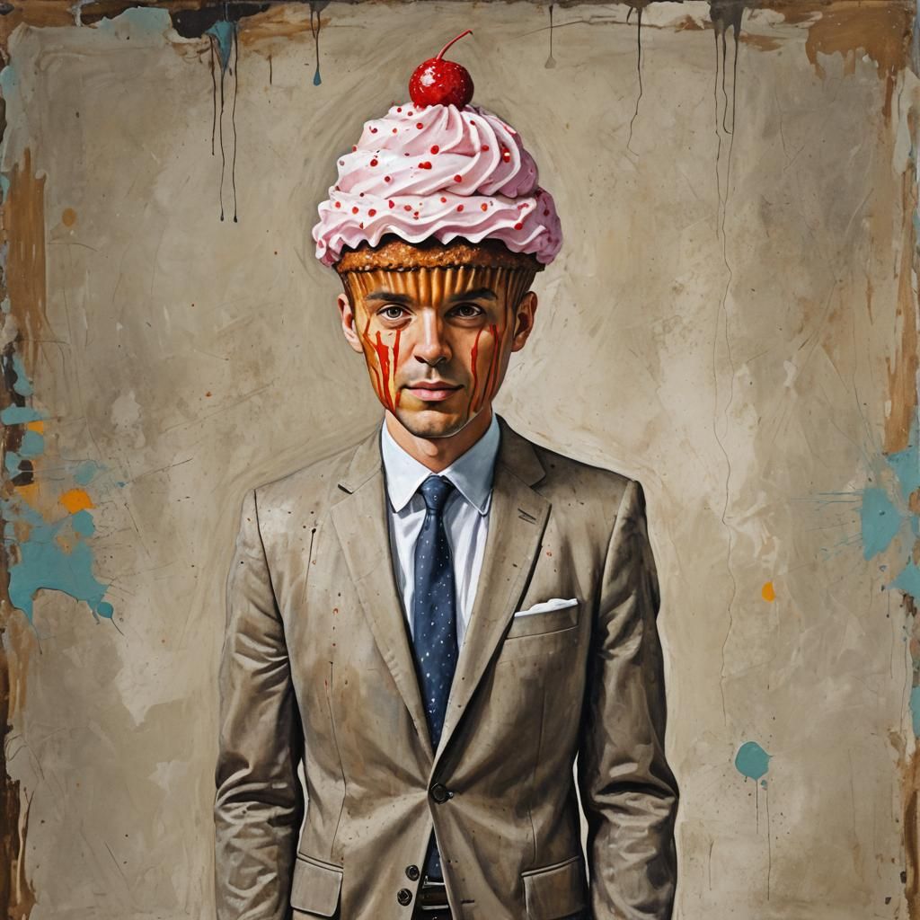 Surreal Portrait: Man with Cupcake Head