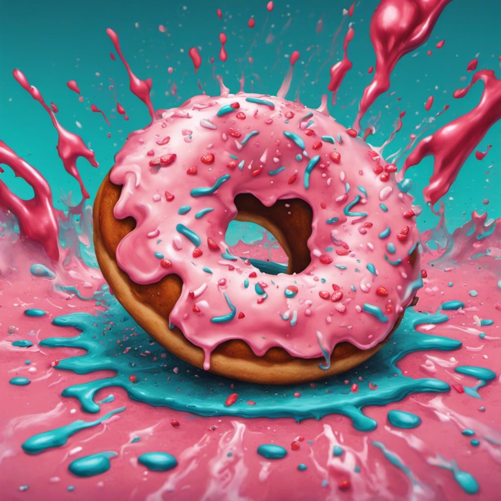 Strawberry Donut Graffiti Art in Splash Style