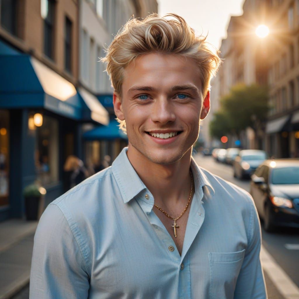 Blond Man Portrait in High Fashion Style