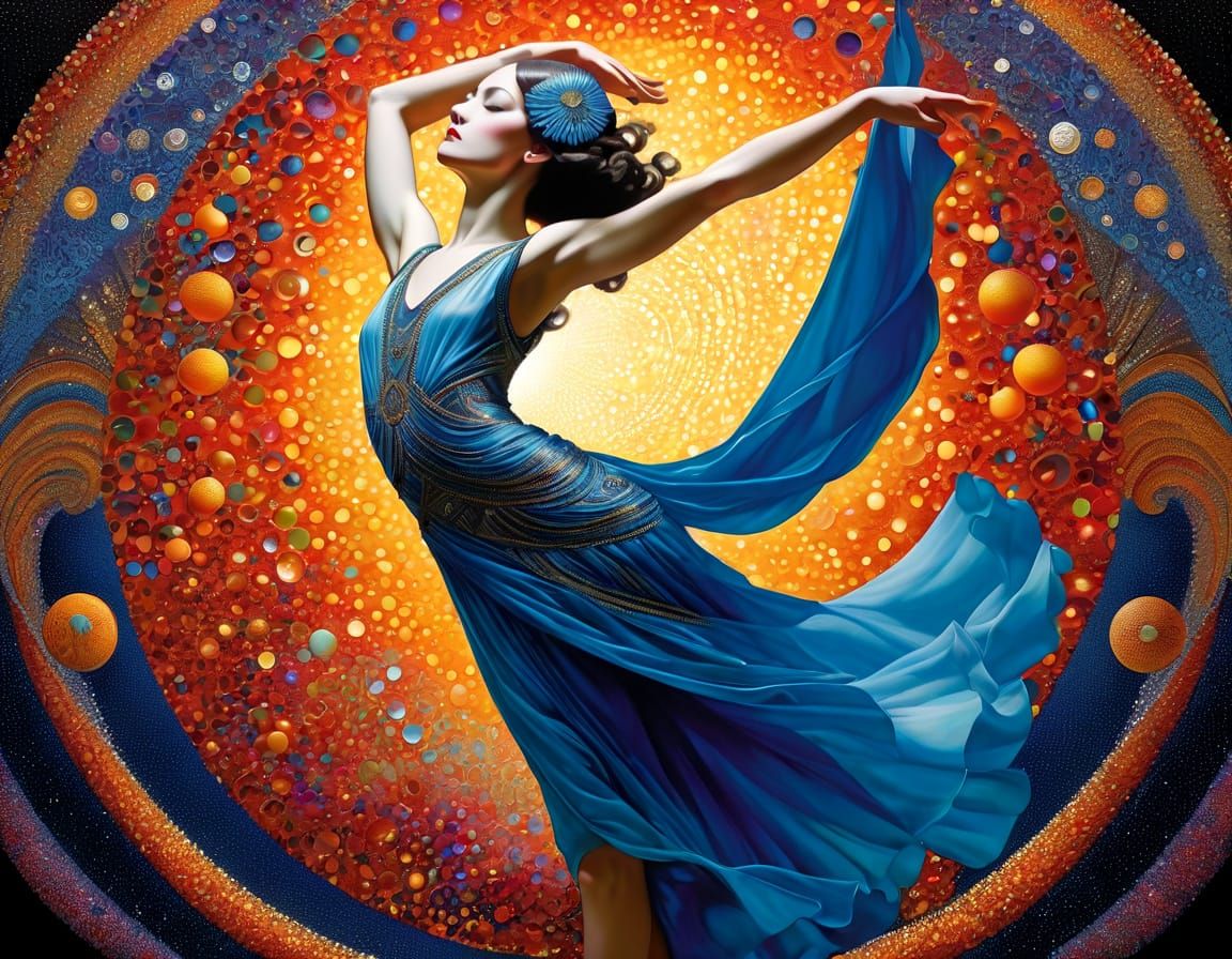 Cosmic Flapper Dancer in Art Nouveau Style
