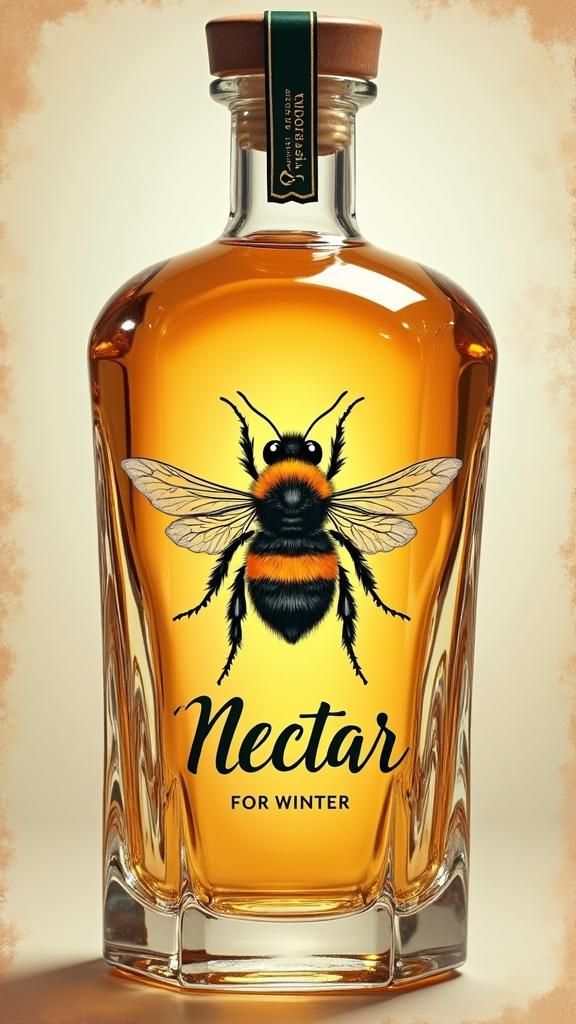Ornate Glass Bottle with Bumblebee in Art Nouveau Style
