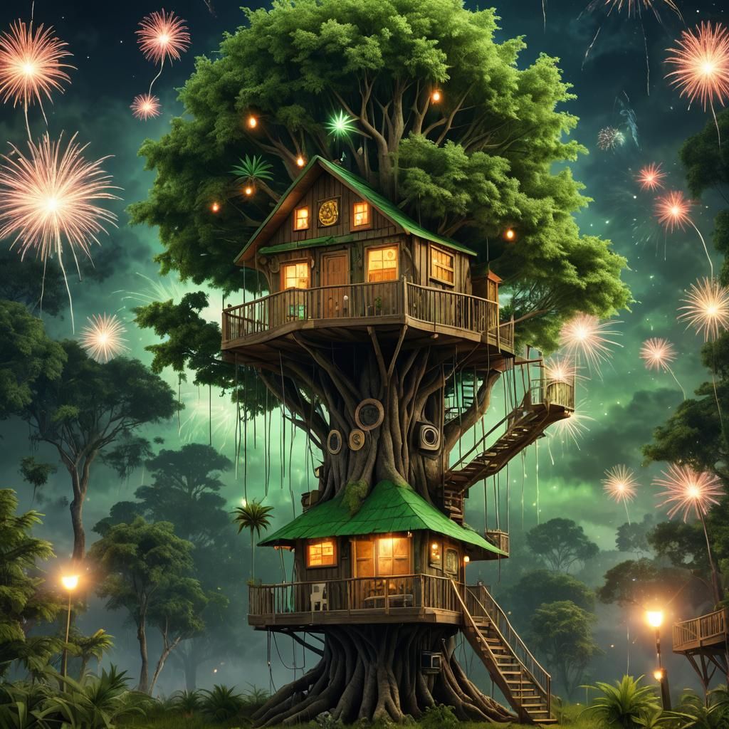 Marijuana Treehouse with DJ System and Fireworks