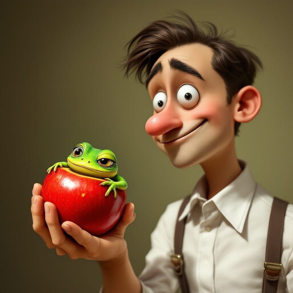 Whimsical Man Discovers Tiny, Terrified Creature in Apple