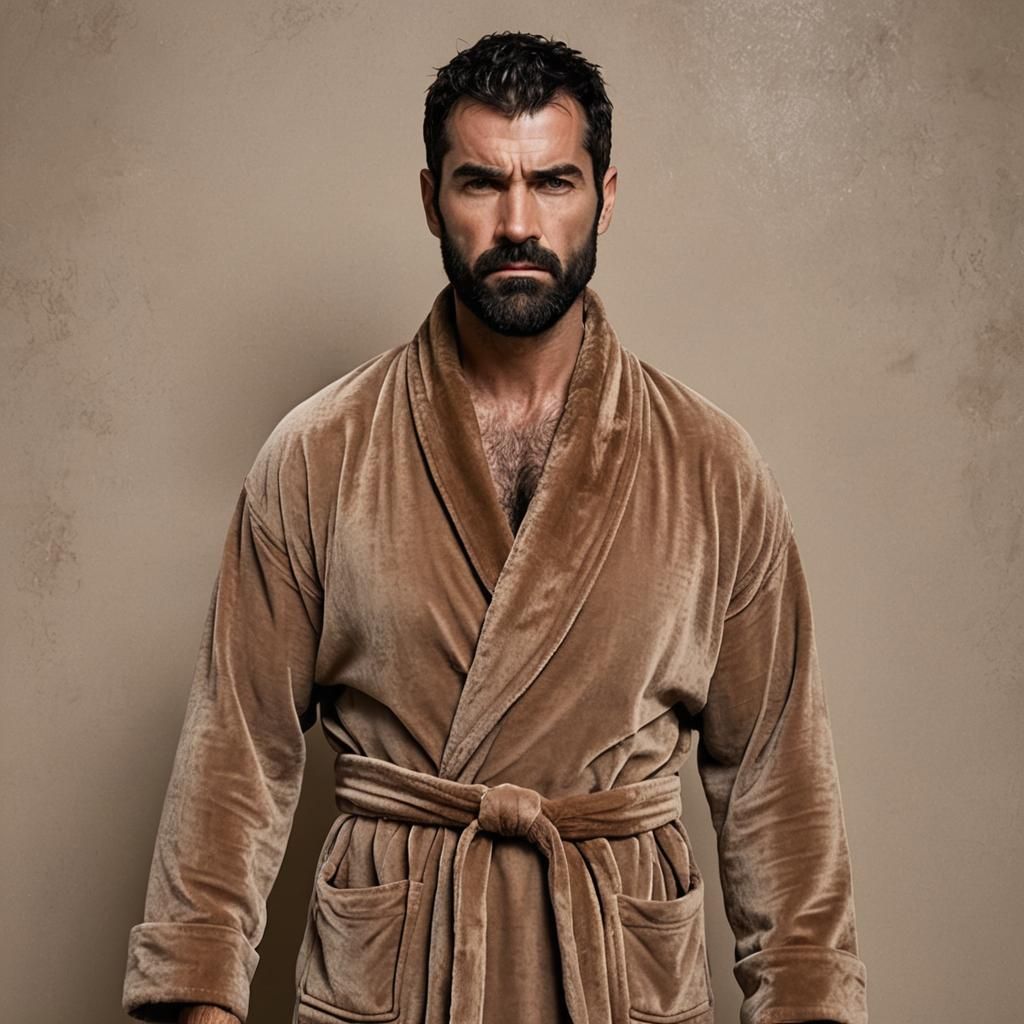 Angry Spanish Man in Brown Velvet Robe