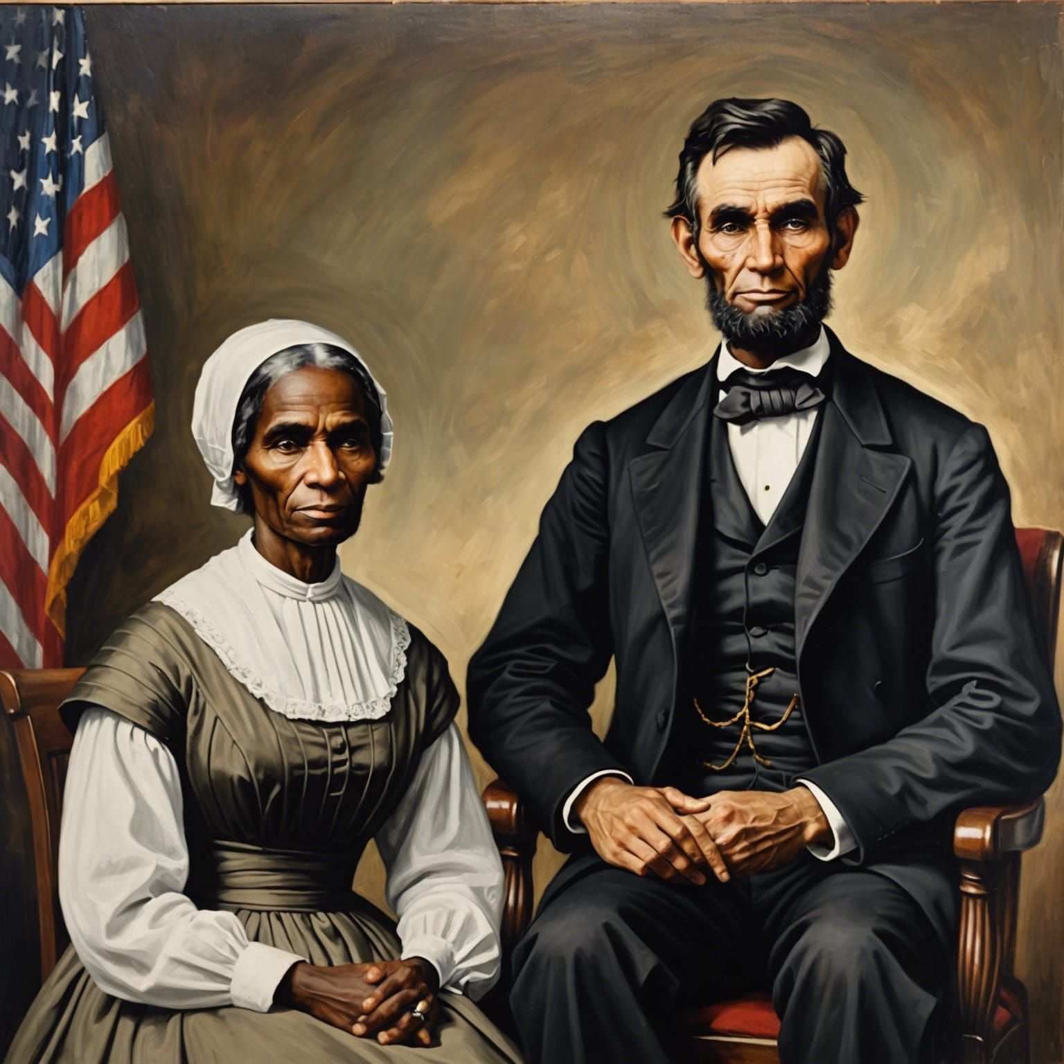 Sojourner Truth and Abraham Lincoln, Oil on Canvas