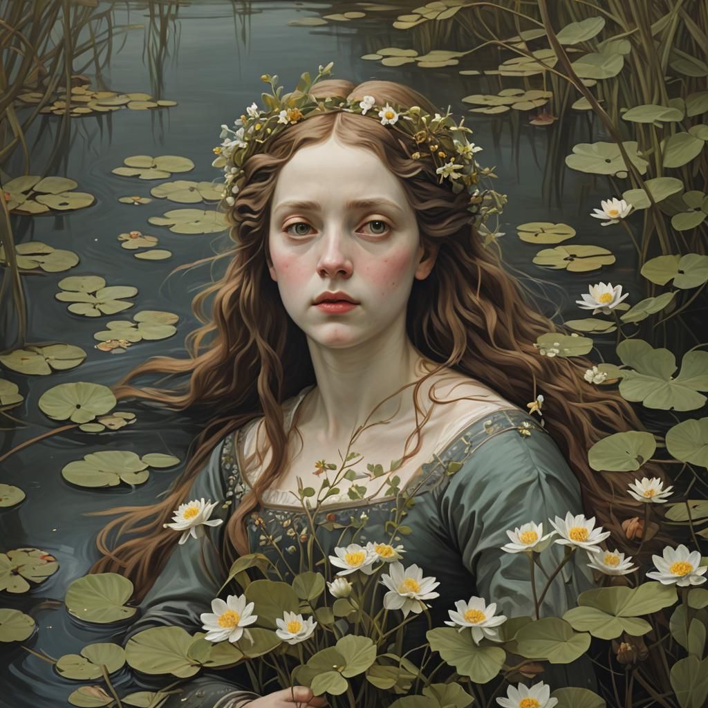 Ophelia in Pre-Raphaelite Style