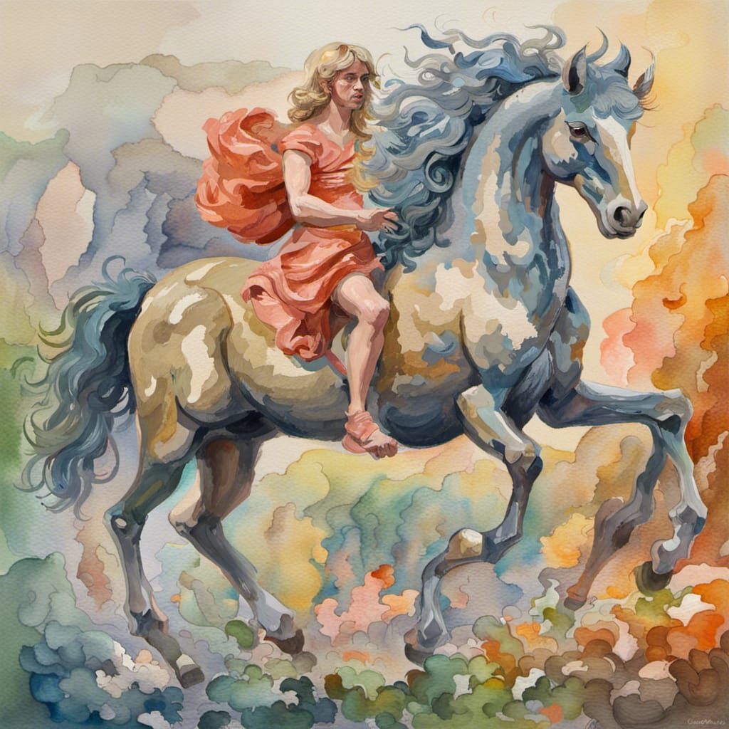 Centaur in Gouache Style Watercolor Masterpiece