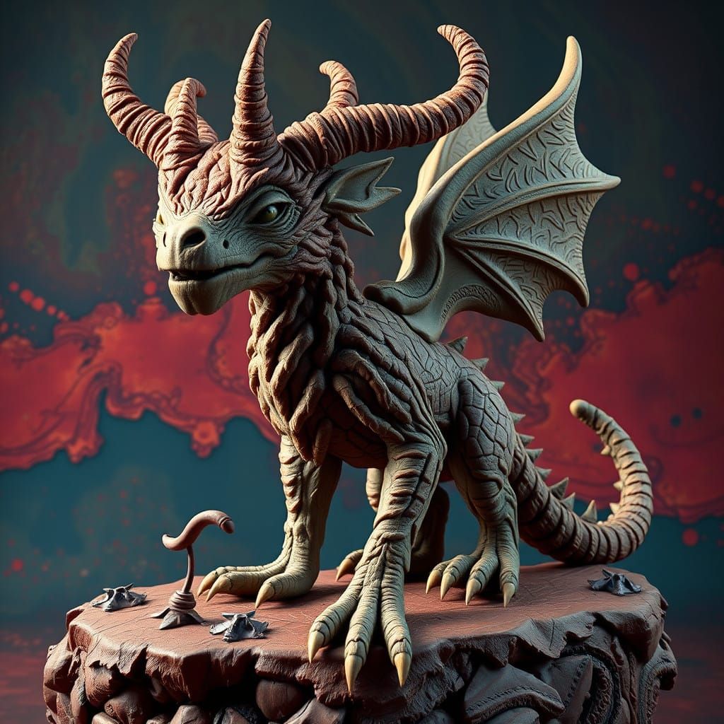 Fantastical Clay Sculpture in Muted Earth Tones