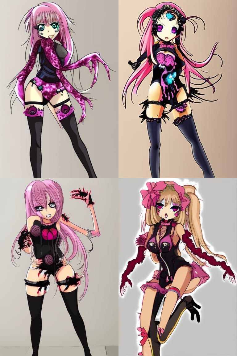 Hyperdetailed Zombie Gyaru Anime Girl