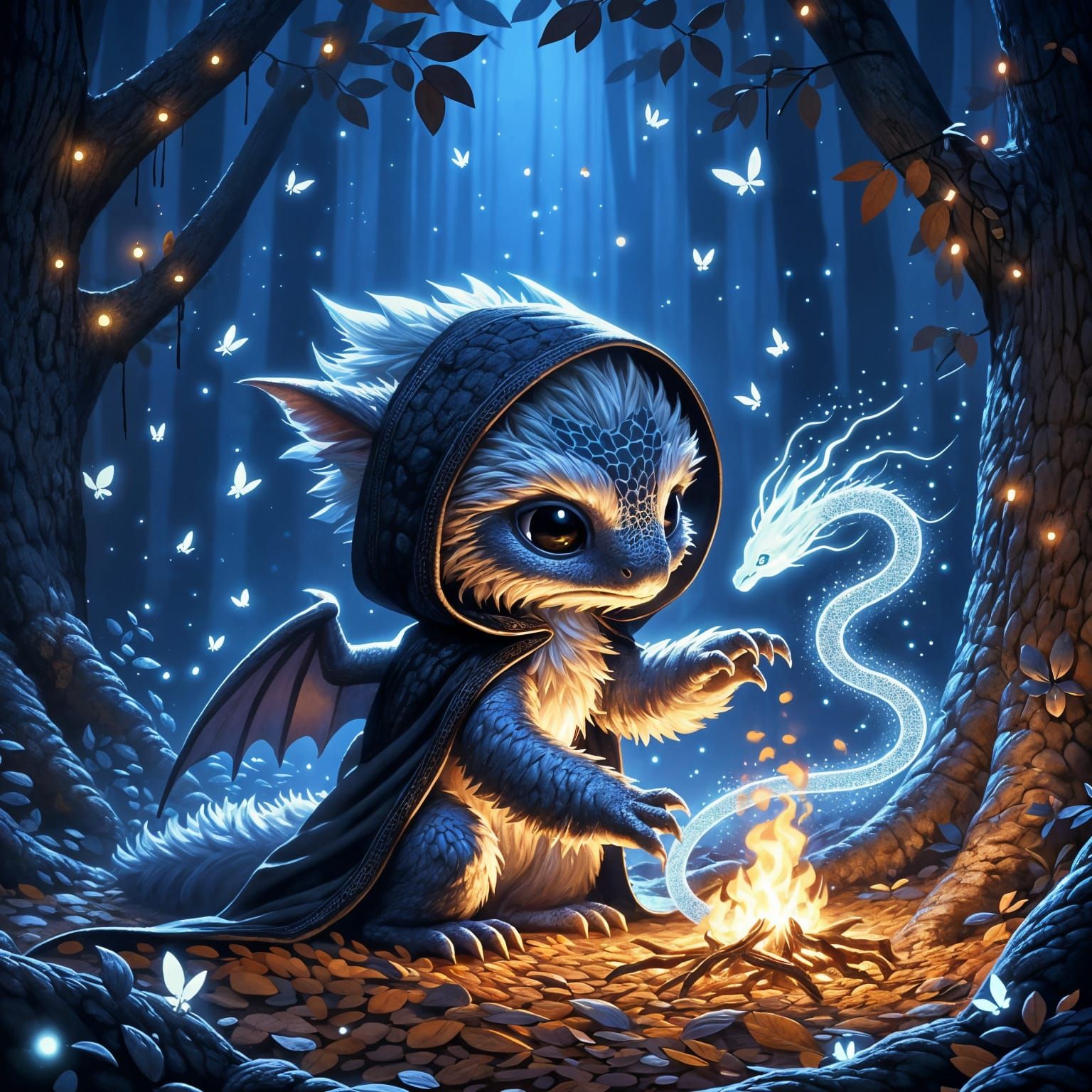 Enchanting Dragon Crafts Serpent with Fire and Water