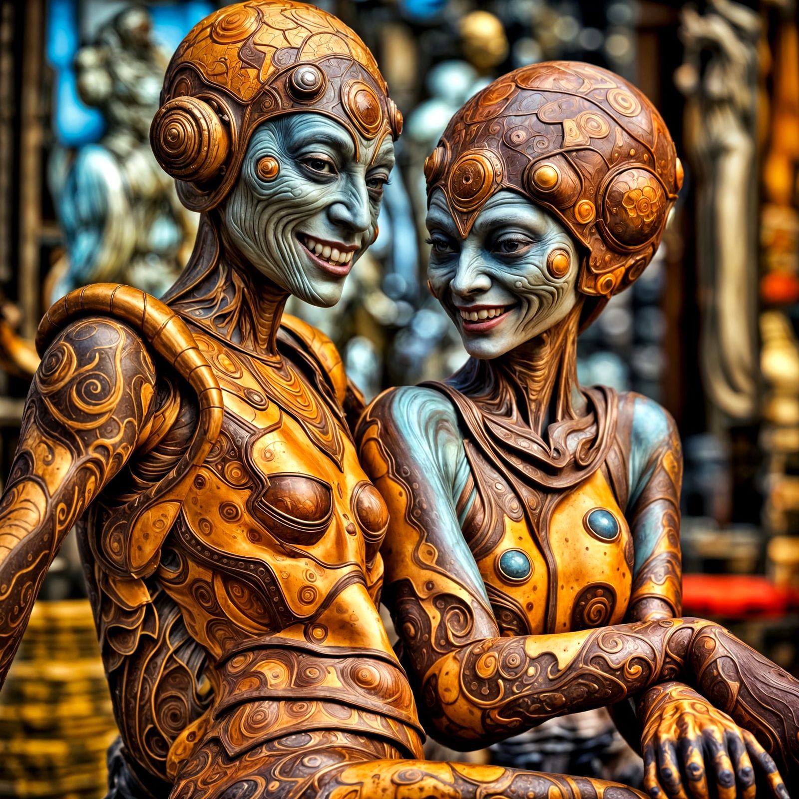 Photorealistic Aliens in Subdued, Magical Lighting