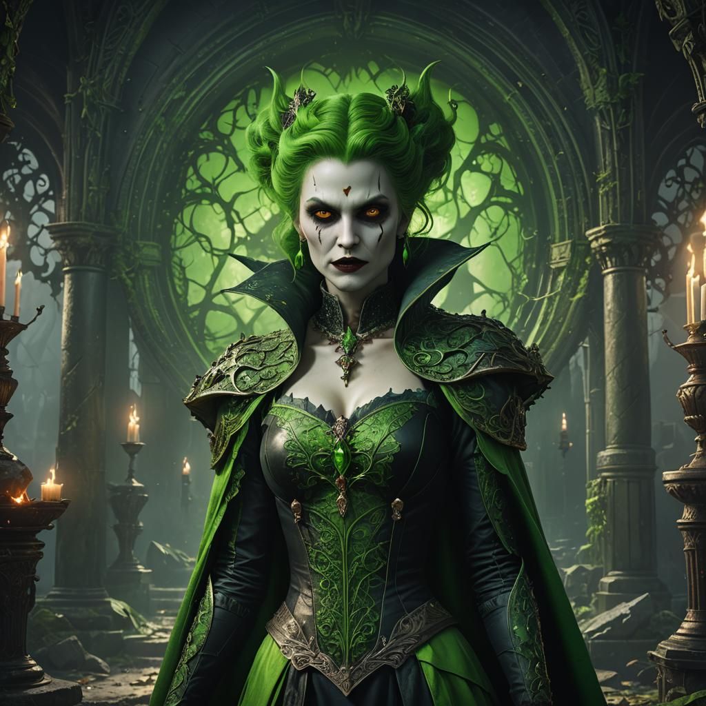 Green Lady Vampire Concept Art in Unreal Engine