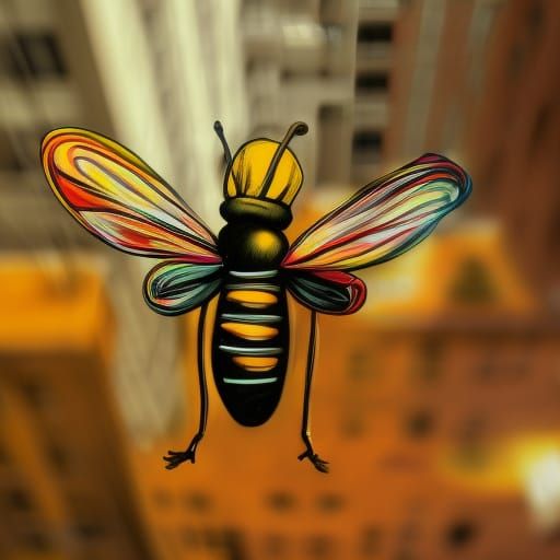 Worker Bee Graffiti Mural in Urban Setting