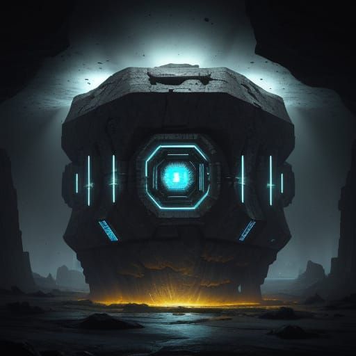 Alien Computer Core in Subterranean Cavern