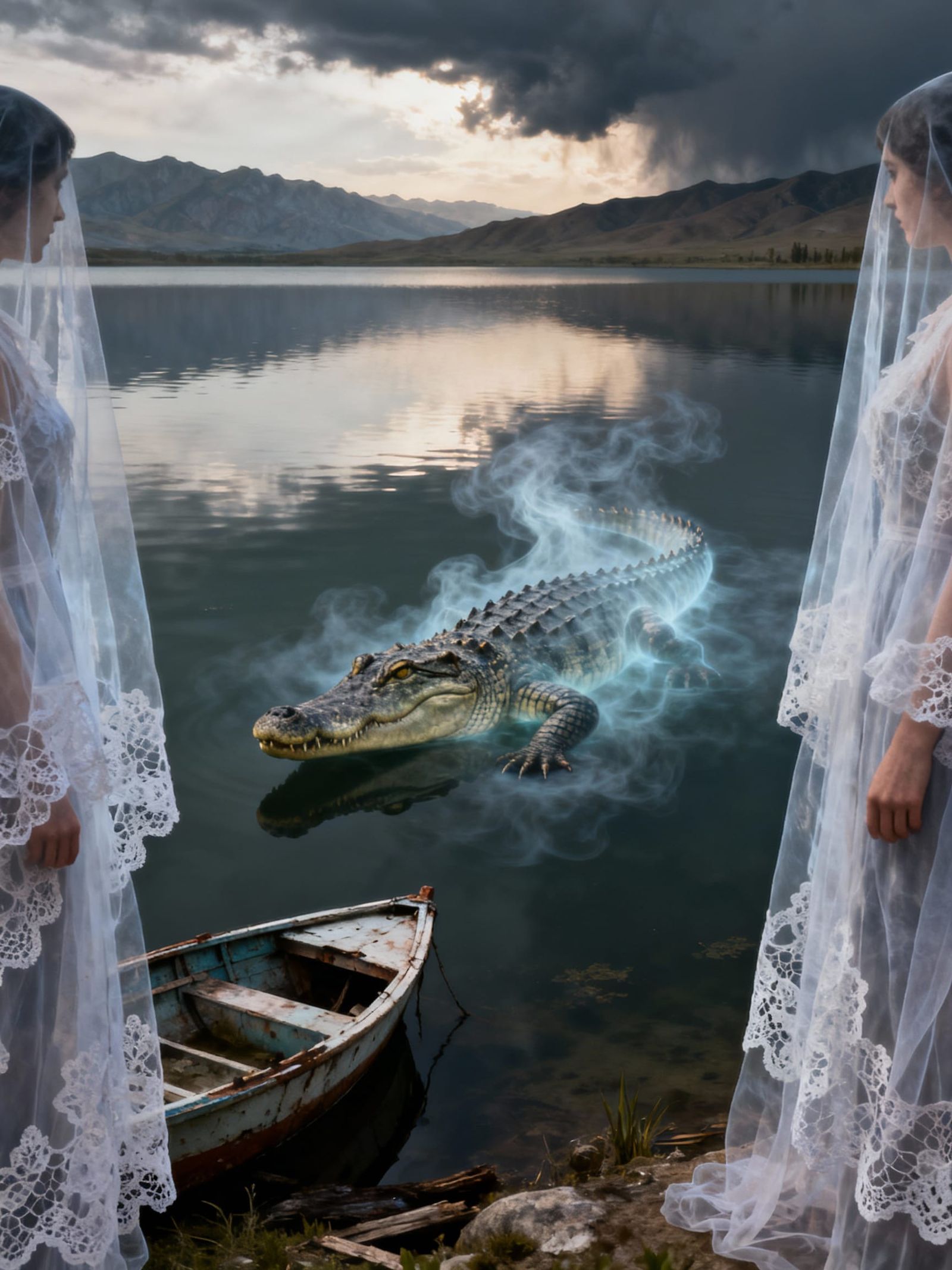 Ghost Crocodile Haunts Kyrgyz Lagoon in Surreal Matte Painti...