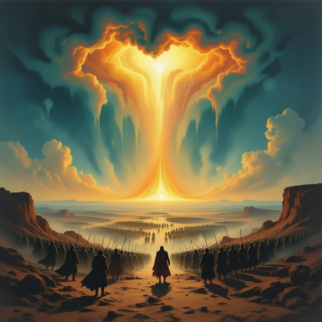 Armageddon Battle in Surreal Dali-esque Landscape