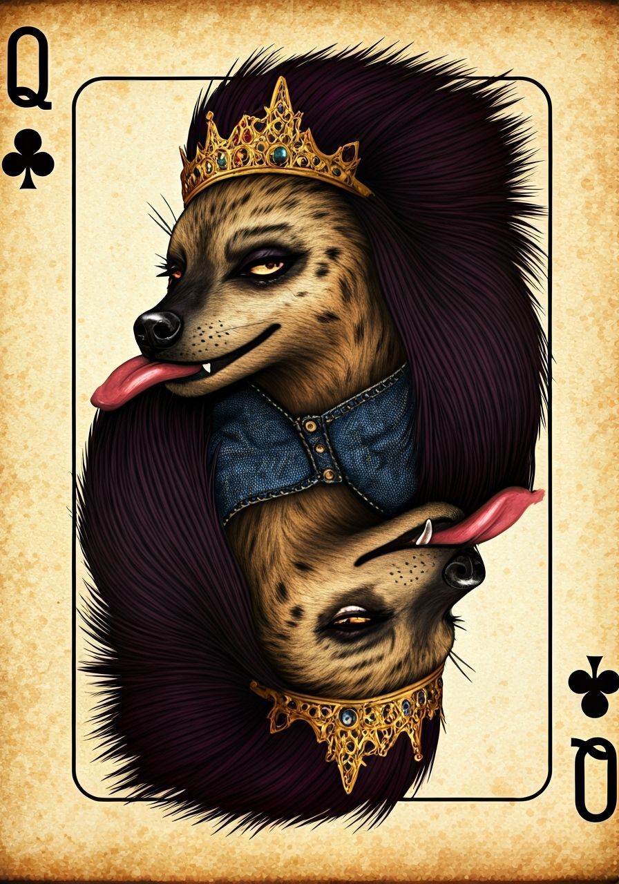 Regal Hyena Queen of Clubs Card Silhouette