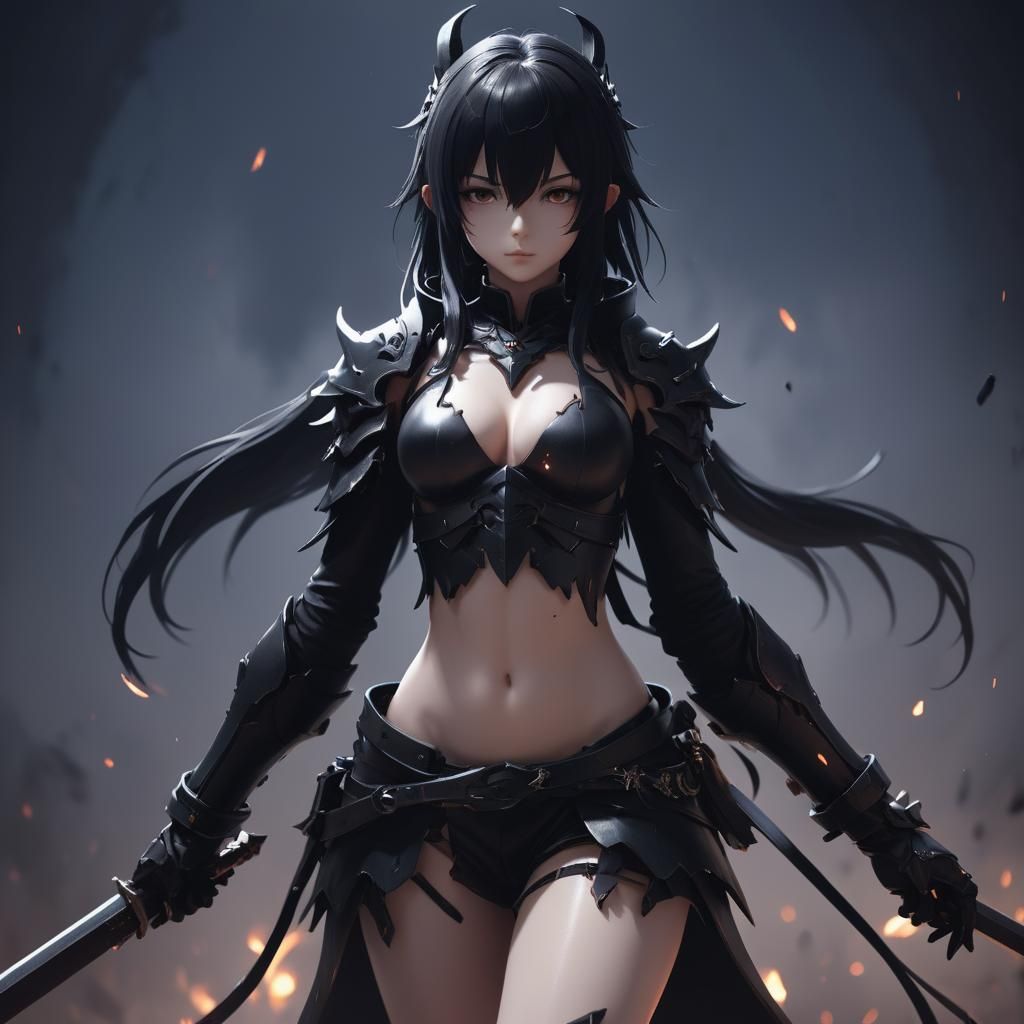 Detailed Grimdark Scene in Anime Style