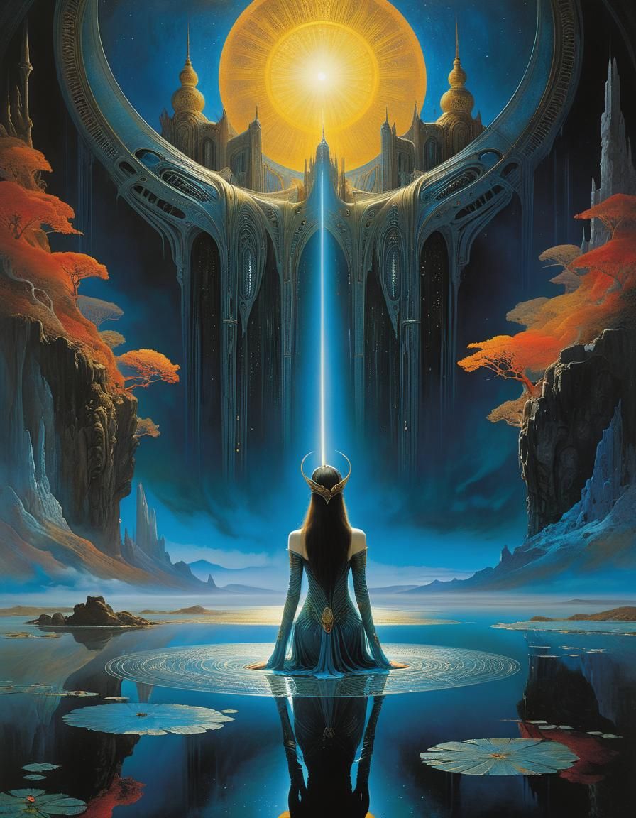 Surreal Empress Portrait in Art Nouveau Style