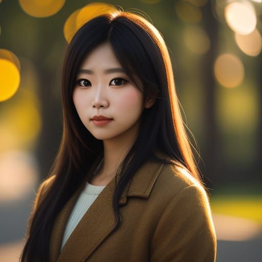 Bokeh Portrait of Woman in Golden Light