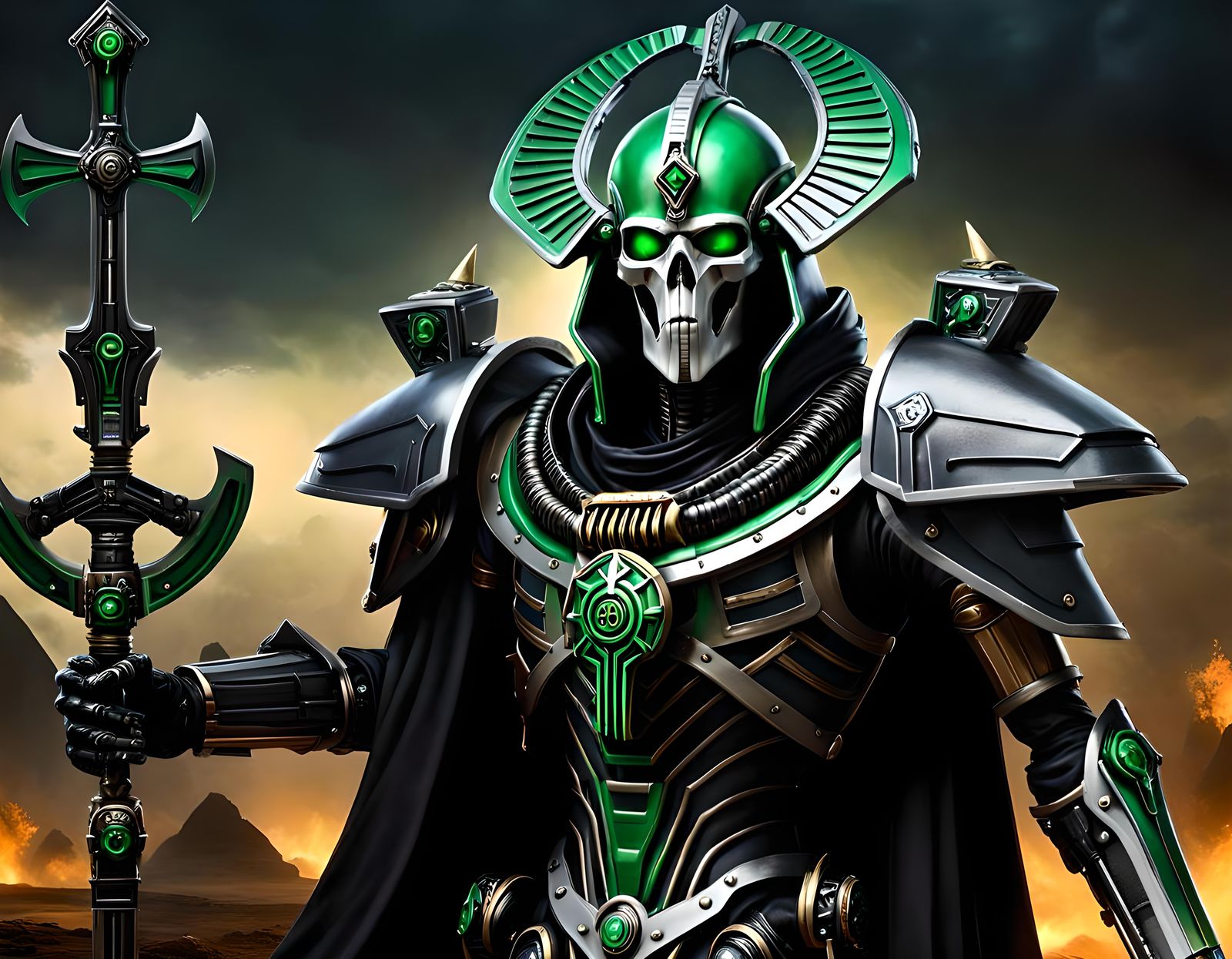 Necron Overlord on Battlefield in Ancient Egypt Style