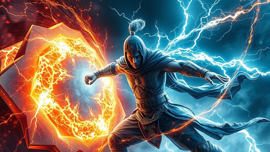 Warrior Shatters Magical Mirror with Whirling Lightning