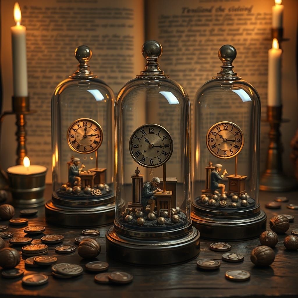 Glass Clocks with Miniature Artisan Clock Makers