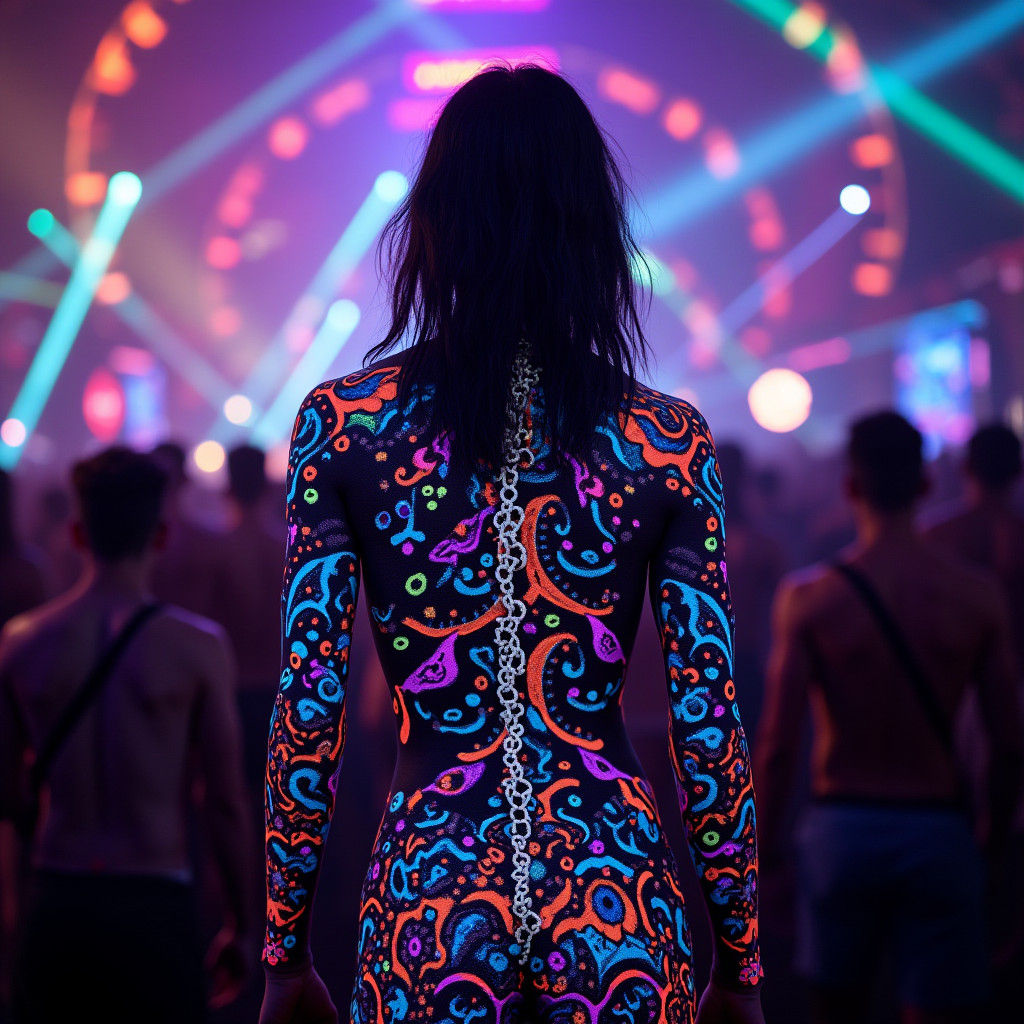 Psychedelic Trance Party with Glowing Body Paint