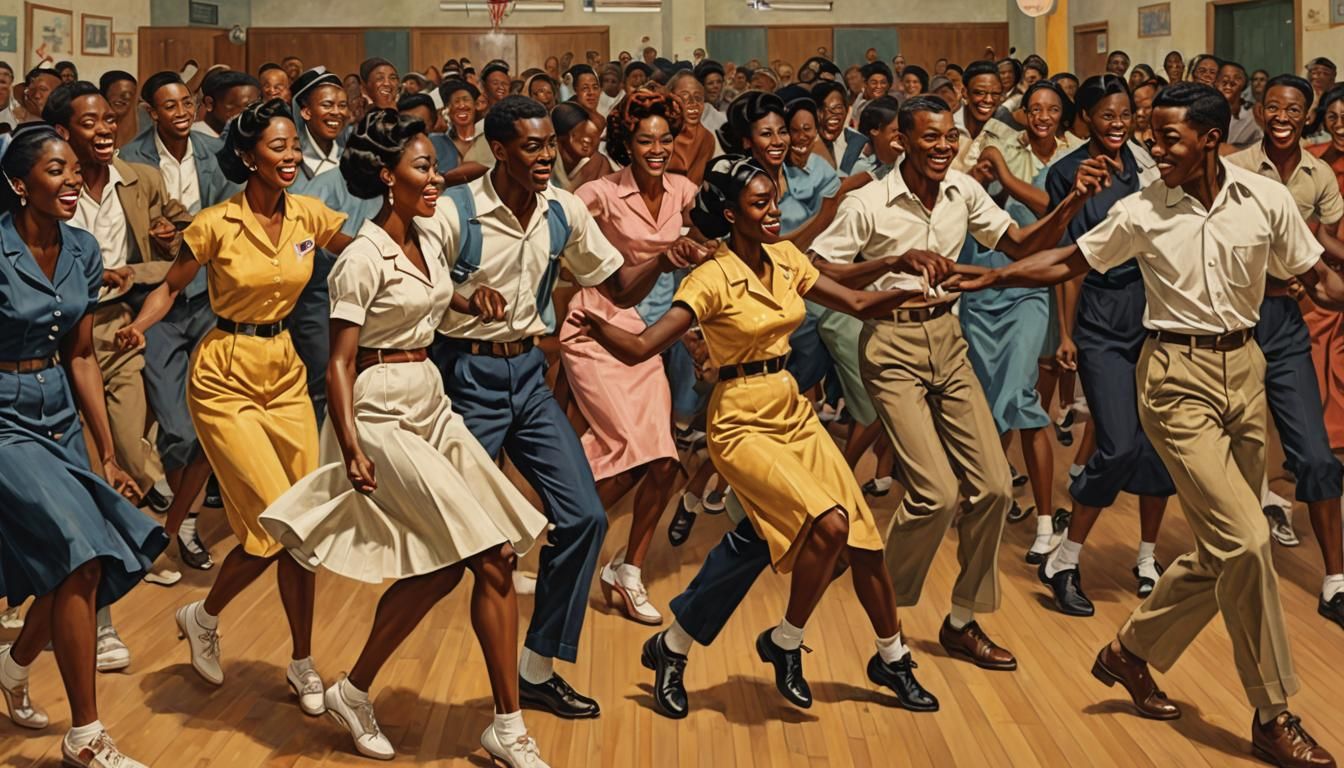 1950s Sock Hop Dance in Norman Rockwell Style