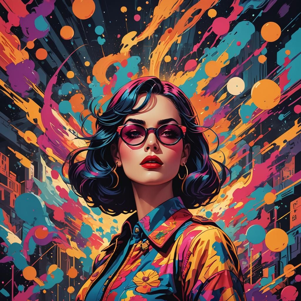 Retro Pop Art Illustration of a Cool Girl