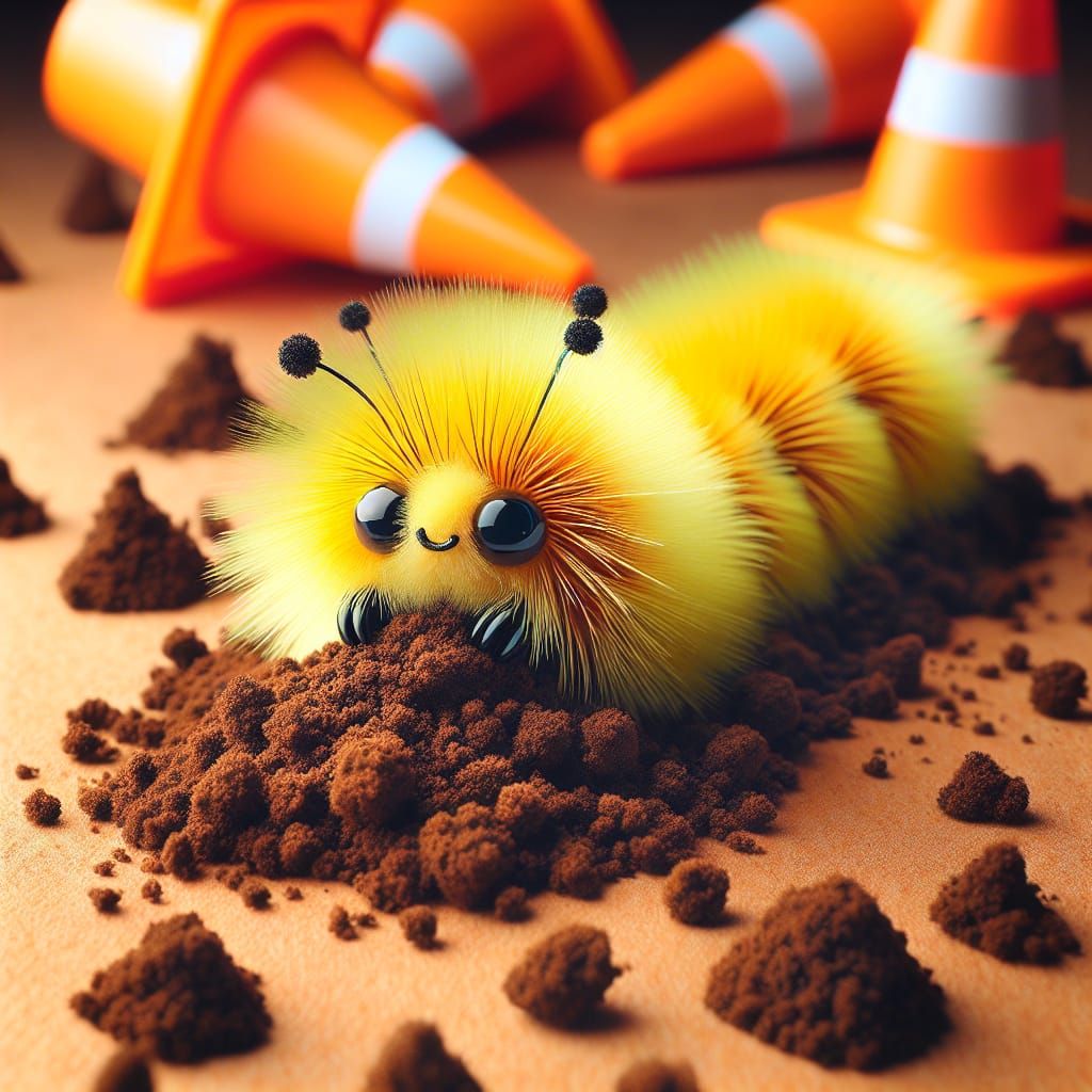 Delightful Caterpillar Pushing Earth Mounds