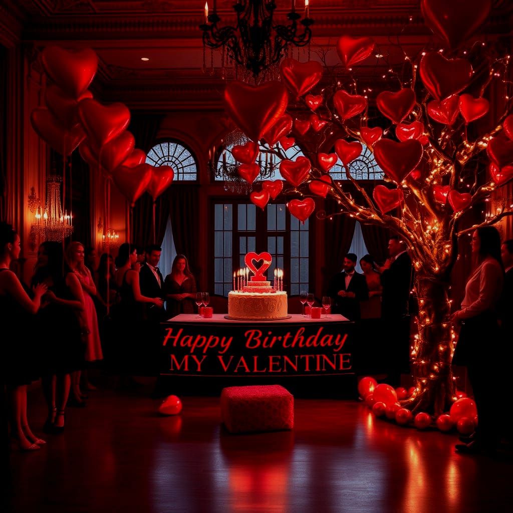 Gothic Valentine's Birthday Celebration in a Ballroom Mansio...