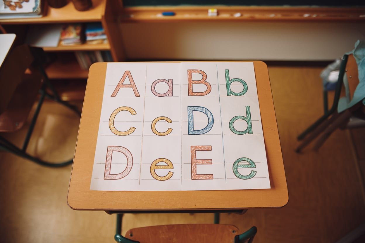 1980s Classroom Scene with Kindergarten Typography