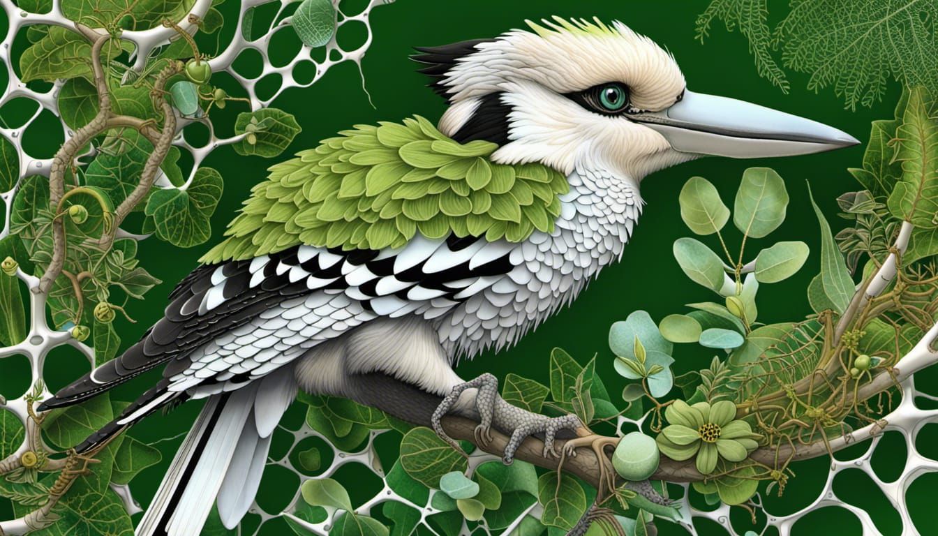 Australian Native Flora with Kookaburra in Fractal Style