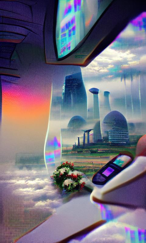 Hazy Futuristic Cityscape in Atmospheric Style