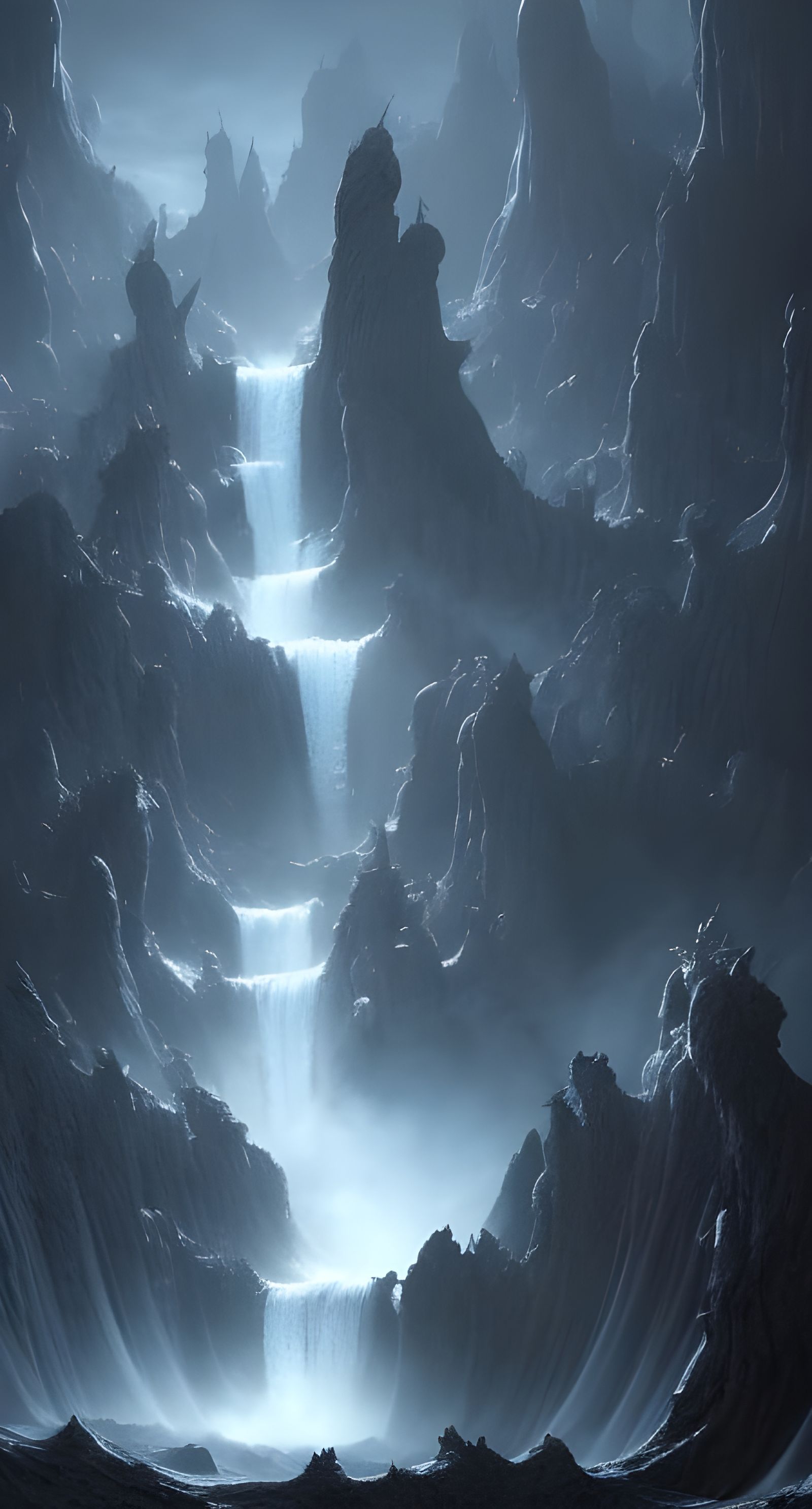 Primordial Waterfall of Undead Souls, Digital Art