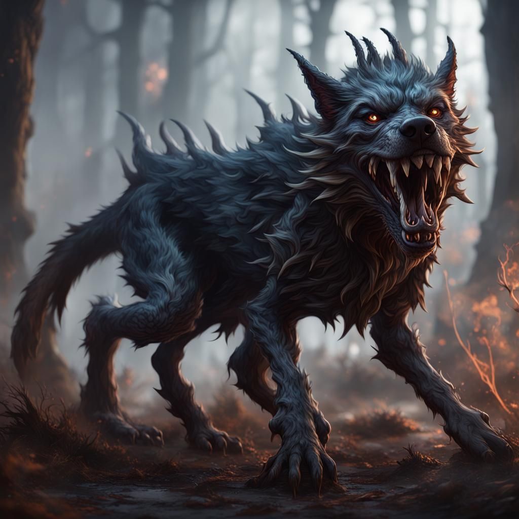 Fantastical Barghest Whelp in Detailed Matte Painting