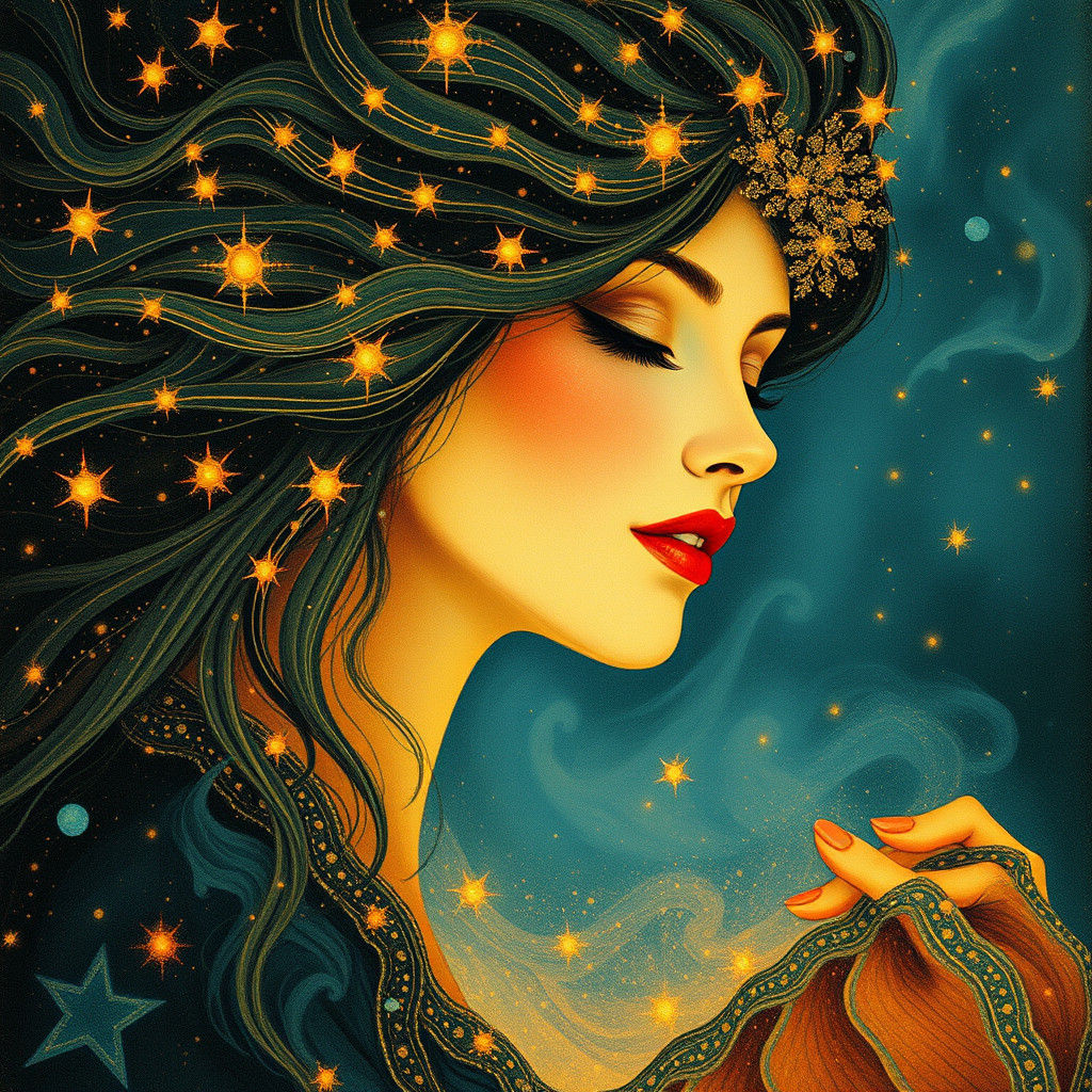 Mysterious Woman in Vintage Holiday Aboriginal Art