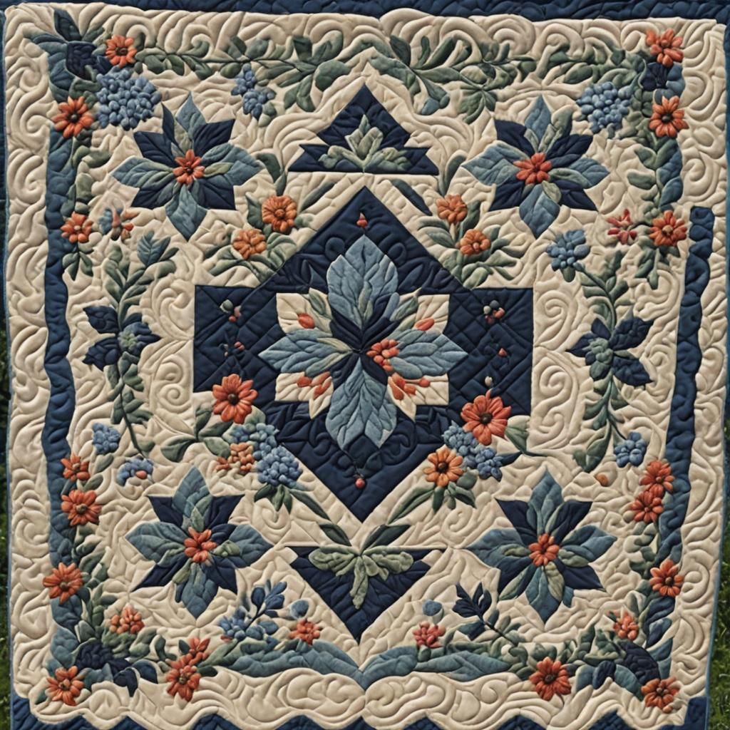 Detailed Amish Quilt in Garden Setting
