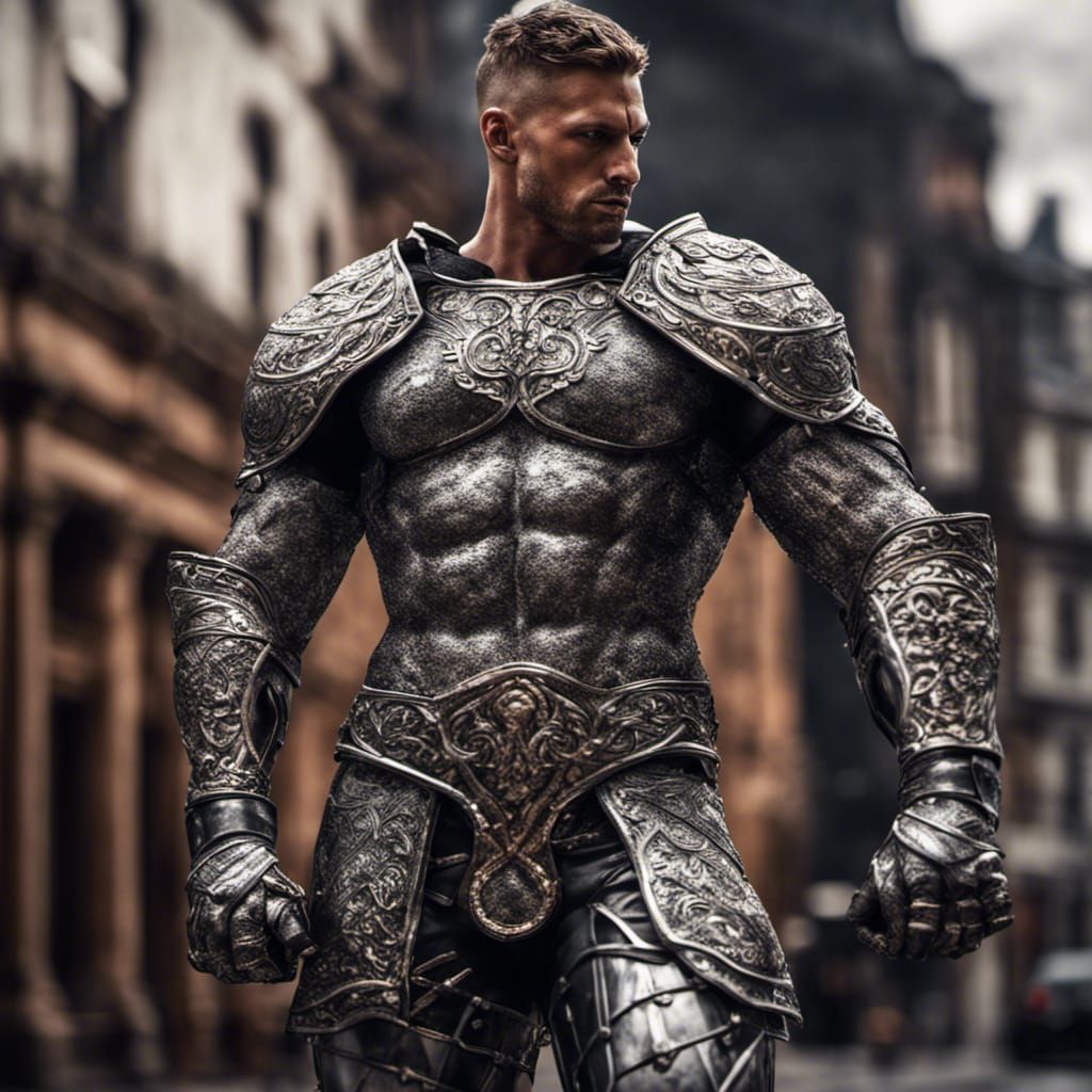 Hyperrealistic Muscle Knight in HDR