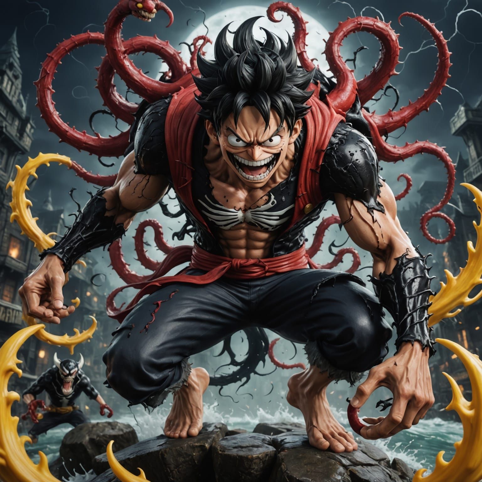 Luffy Venom Fusion: Detailed Fantasy Concept Art