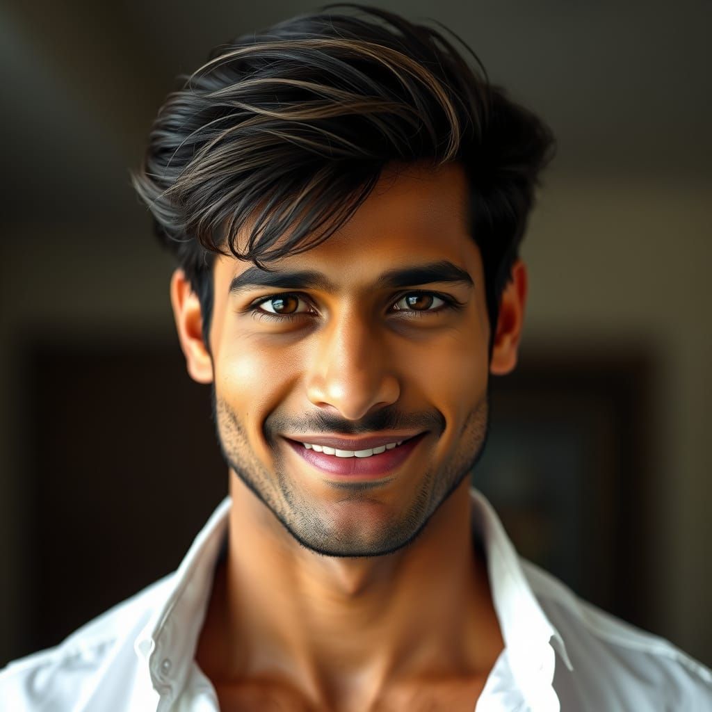 Photorealistic Portrait of a Muscular Indian Man
