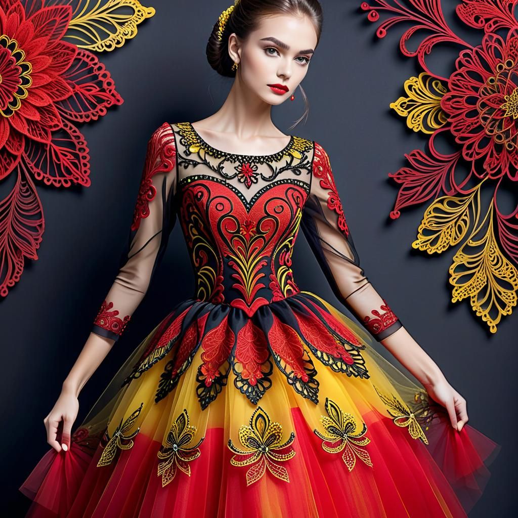 Tulle Dress Design with Intricate Details