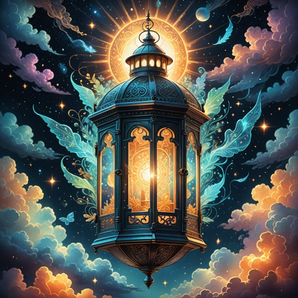 Bioluminescent Lantern with Intricate Details