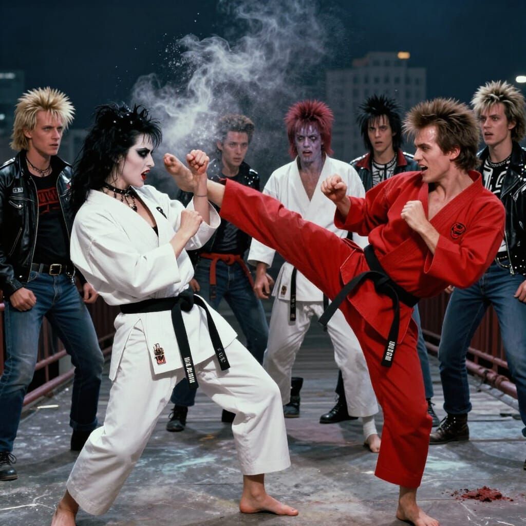Karate Battle on a Bridge with Goth Magic