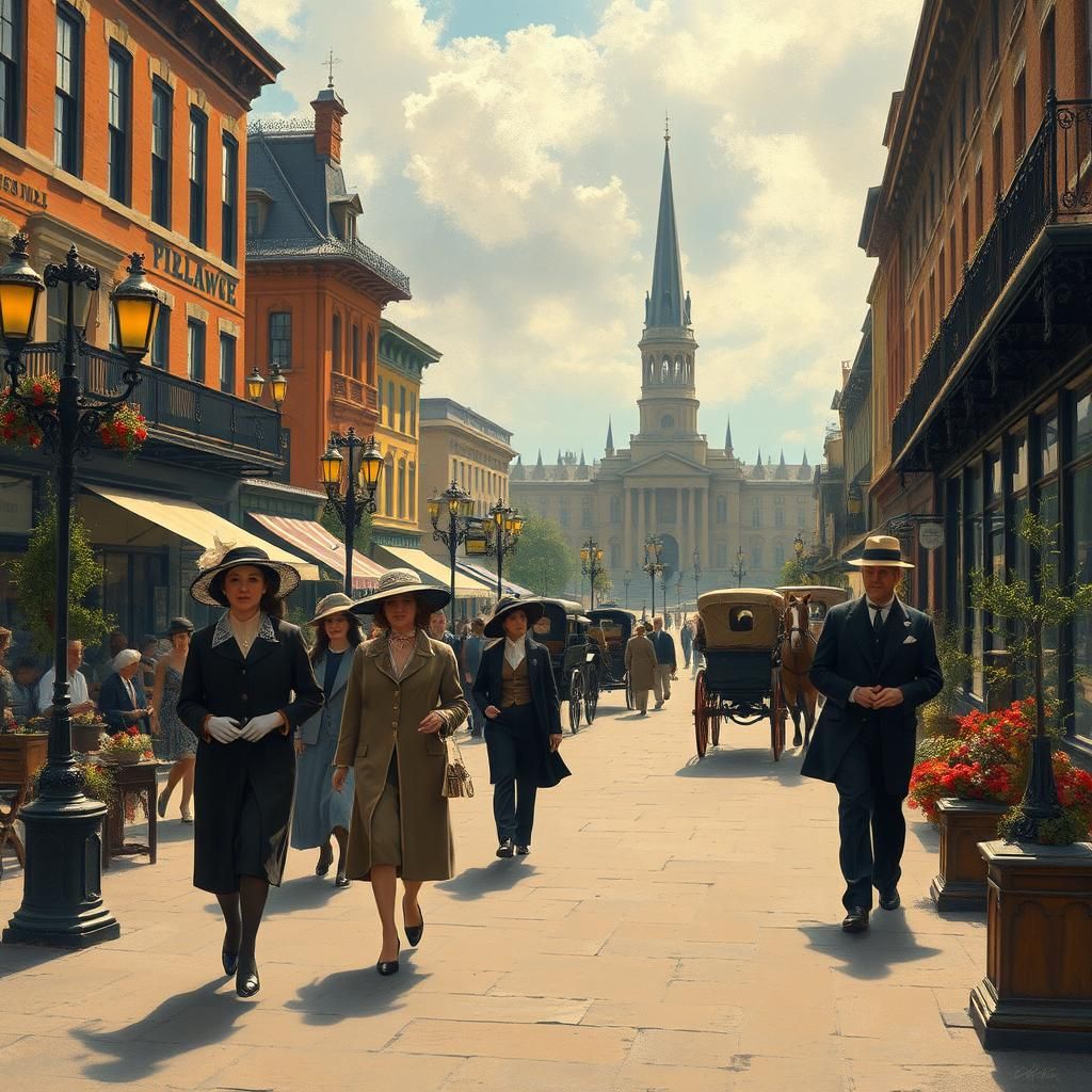 Through the years, 1910, a busy street scene