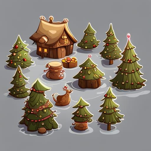 Cute Christmas Stickers: Detailed Matte Painting