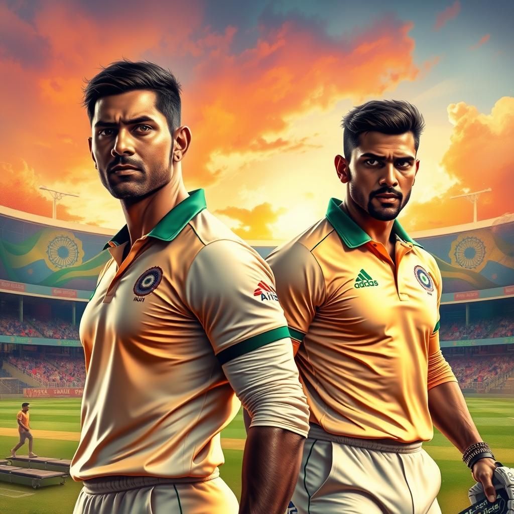 Indian Cricket Players in Splash Art Style